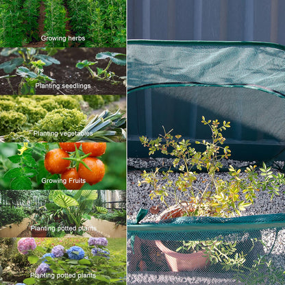 ANC POP Pop Up Mesh Plant Cover,40'' x 40'' x 30'' Plant Protector for Raised Garden & Flower Bed, Net Cage Plant Guard for Fruits, Vegetables, Seedlings and Herbs, 8 Ground Stakes for Fixing
