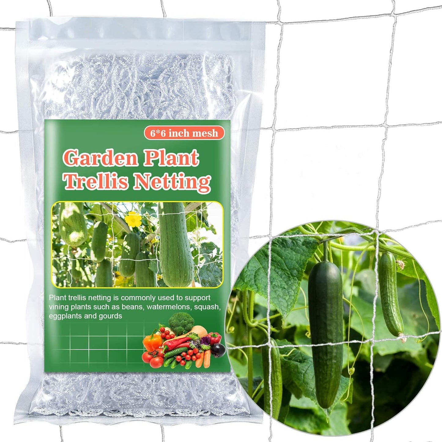Trellis Netting for Climbing Plants - 5 x 15 ft Garden Net, 2 Pack