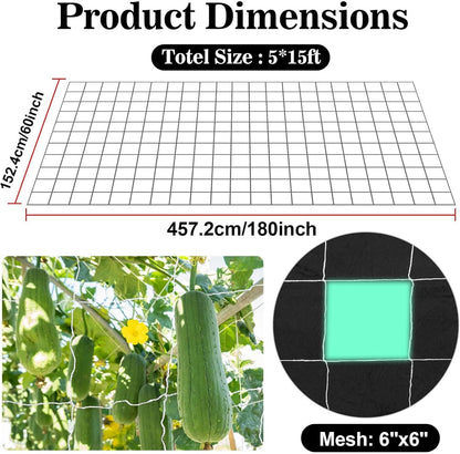 Trellis Netting for Climbing Plants - 5 x 15 ft Garden Net, 2 Pack