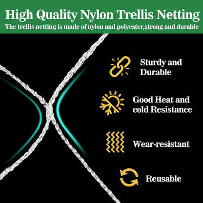 Trellis Netting for Climbing Plants - 5 x 15 ft Garden Net, 2 Pack