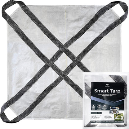 5' x 5' Heavy-Duty Utility Tarp with Reinforced Handles – Waterproof, UV-Resistant Poly-Woven Cover – Ideal for Yard Work, Home, Garden, Construction, Camping & Trailers