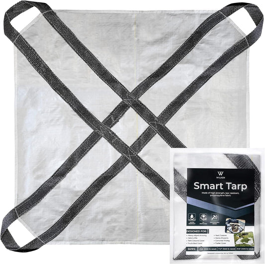 5' x 5' Heavy-Duty Utility Tarp with Reinforced Handles – Waterproof, UV-Resistant Poly-Woven Cover – Ideal for Yard Work, Home, Garden, Construction, Camping & Trailers