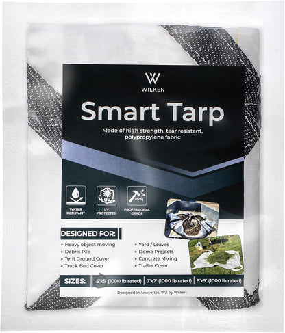 5' x 5' Heavy-Duty Utility Tarp with Reinforced Handles – Waterproof, UV-Resistant Poly-Woven Cover – Ideal for Yard Work, Home, Garden, Construction, Camping & Trailers