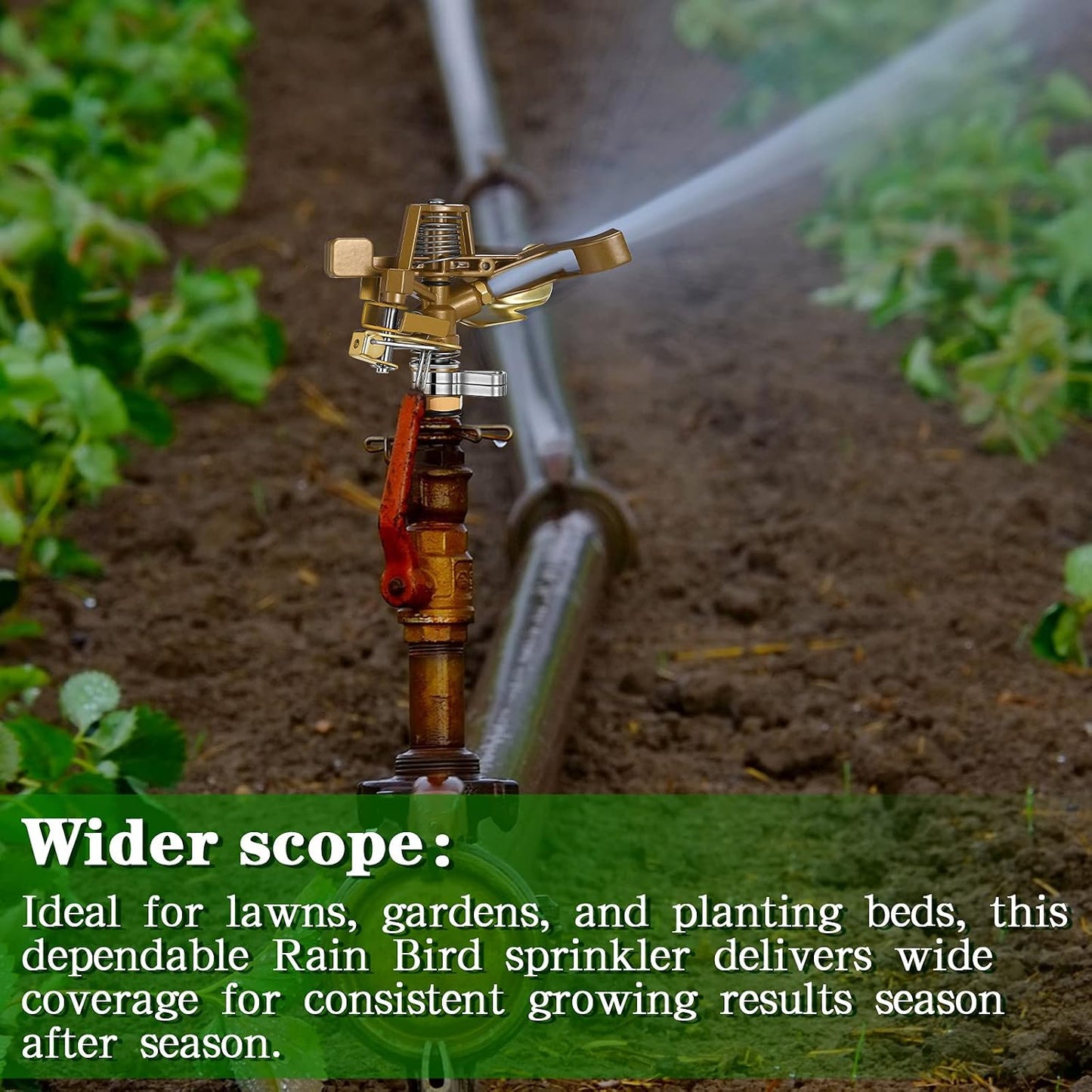 2 Pieces 1/2 Inch Brass Impact Sprinkler Head with Nozzles Heavy Duty Adjustable 0-360 Degrees Impulse Sprinkler Head Lawn Watering for Yard Irrigation