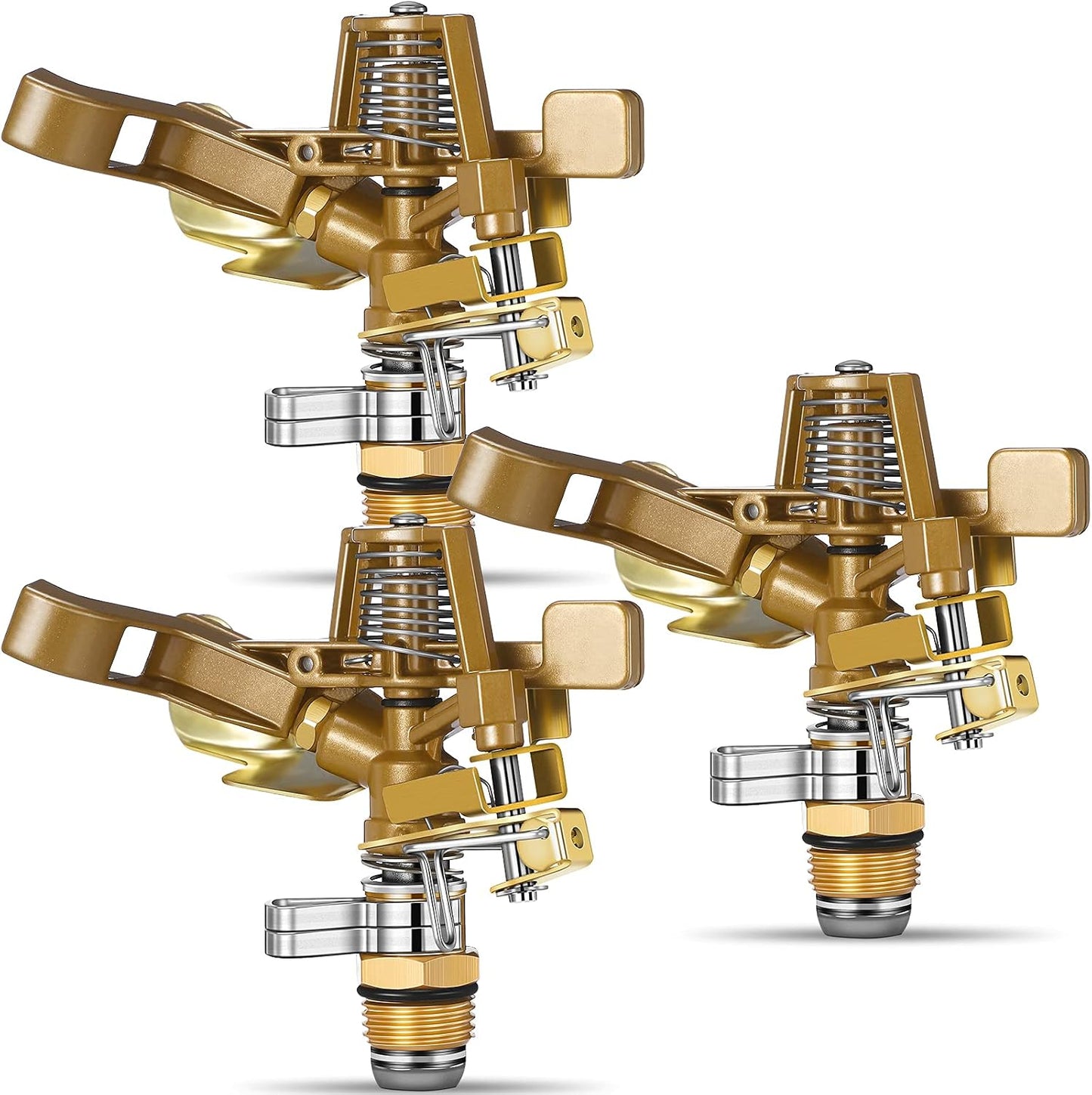 2 Pieces 1/2 Inch Brass Impact Sprinkler Head with Nozzles Heavy Duty Adjustable 0-360 Degrees Impulse Sprinkler Head Lawn Watering for Yard Irrigation