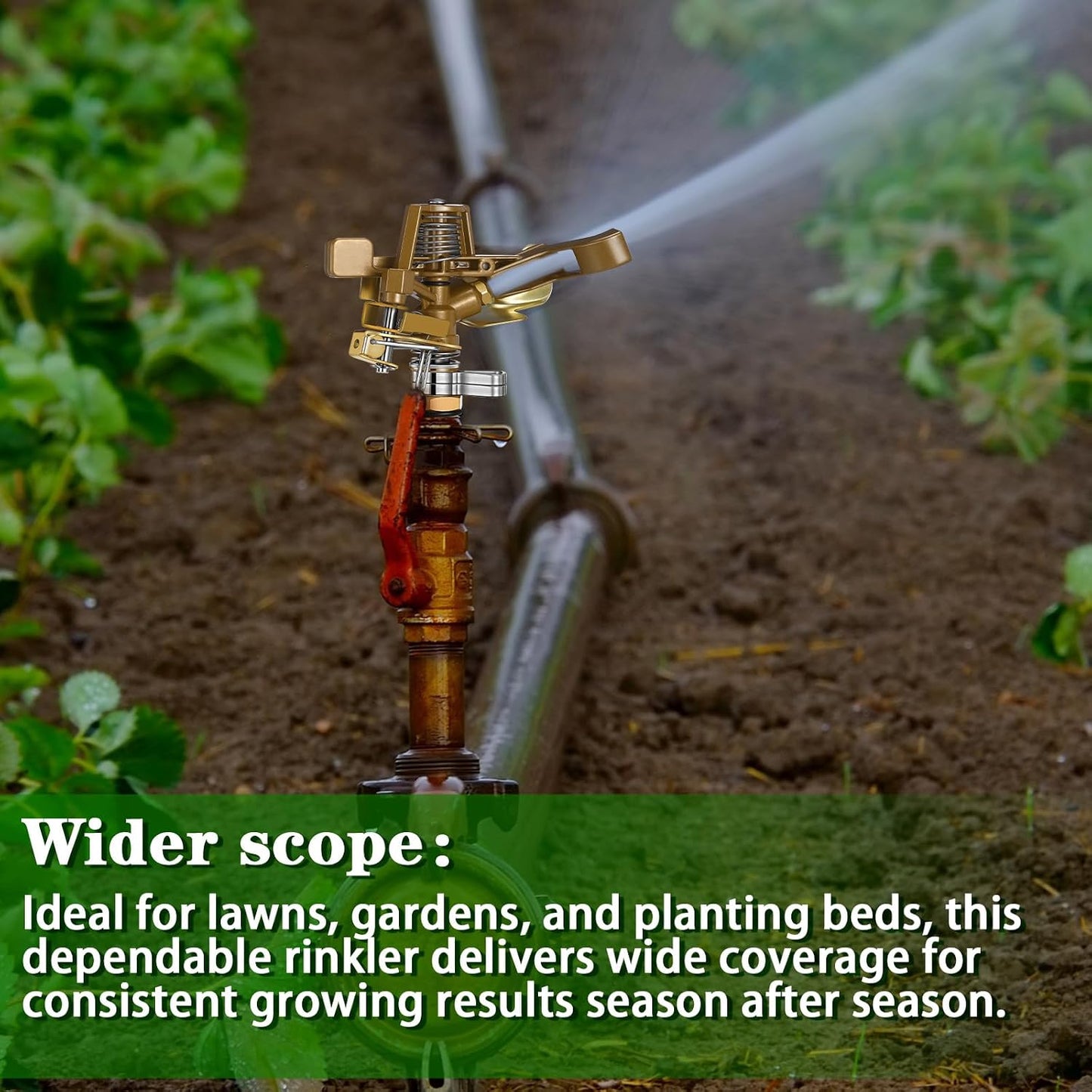 2 Pieces 1/2 Inch Brass Impact Sprinkler Head with Nozzles Heavy Duty Adjustable 0-360 Degrees Impulse Sprinkler Head Lawn Watering for Yard Irrigation