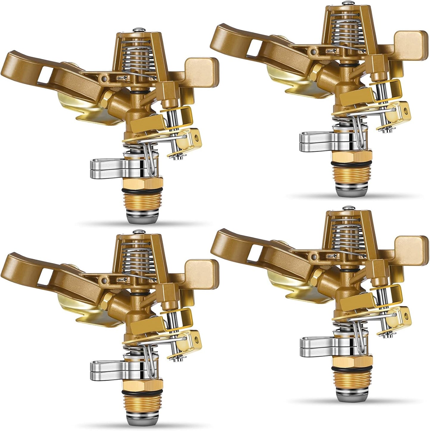 2 Pieces 1/2 Inch Brass Impact Sprinkler Head with Nozzles Heavy Duty Adjustable 0-360 Degrees Impulse Sprinkler Head Lawn Watering for Yard Irrigation