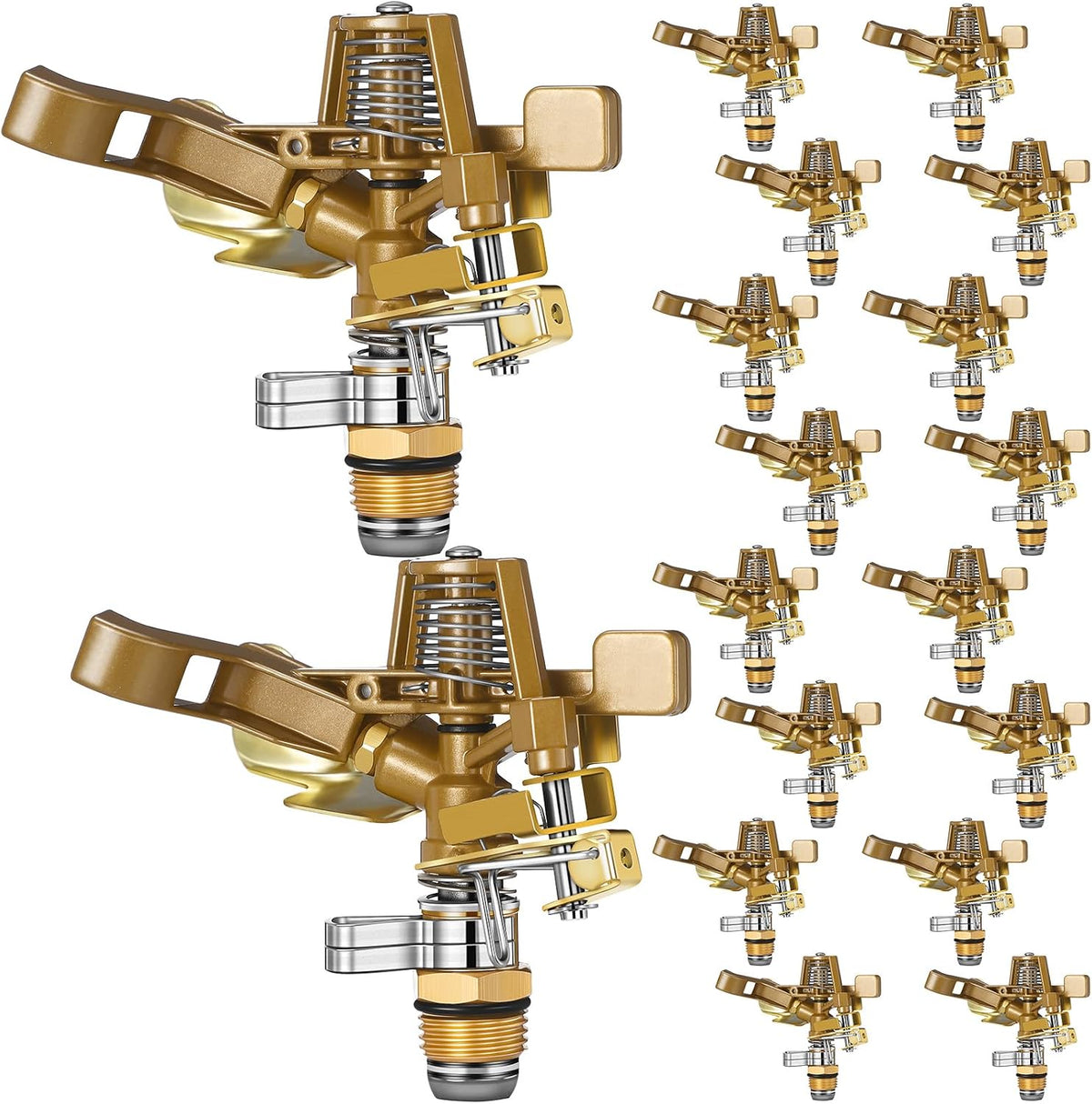 2 Pieces 1/2 Inch Brass Impact Sprinkler Head with Nozzles Heavy Duty Adjustable 0-360 Degrees Impulse Sprinkler Head Lawn Watering for Yard Irrigation