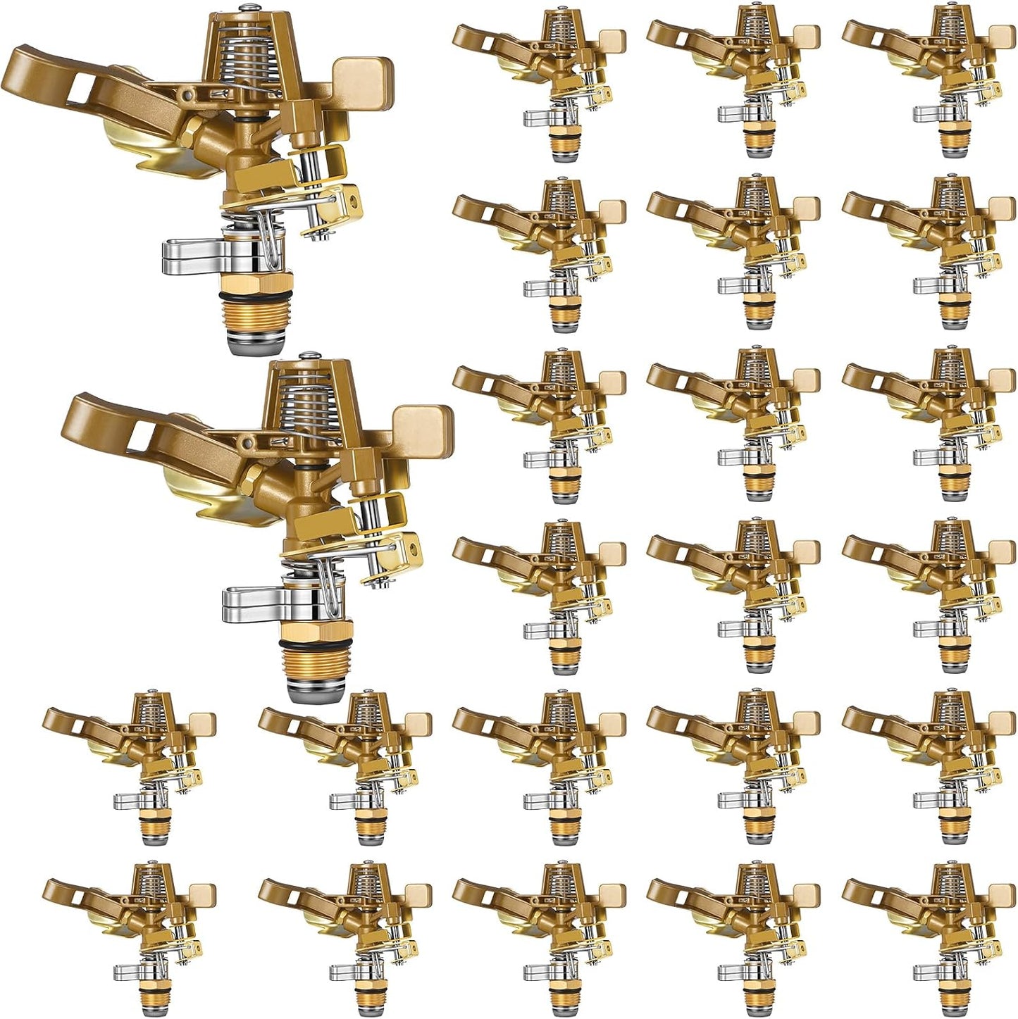 2 Pieces 1/2 Inch Brass Impact Sprinkler Head with Nozzles Heavy Duty Adjustable 0-360 Degrees Impulse Sprinkler Head Lawn Watering for Yard Irrigation