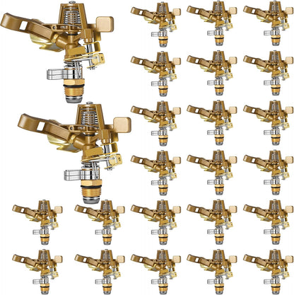 2 Pieces 1/2 Inch Brass Impact Sprinkler Head with Nozzles Heavy Duty Adjustable 0-360 Degrees Impulse Sprinkler Head Lawn Watering for Yard Irrigation