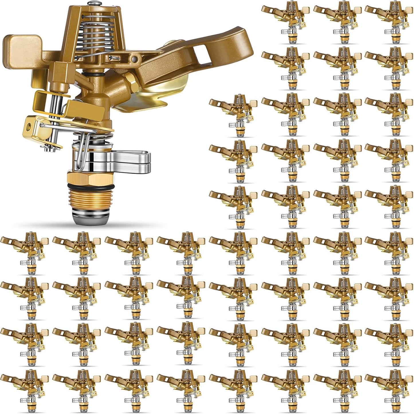 2 Pieces 1/2 Inch Brass Impact Sprinkler Head with Nozzles Heavy Duty Adjustable 0-360 Degrees Impulse Sprinkler Head Lawn Watering for Yard Irrigation