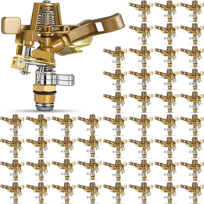 2 Pieces 1/2 Inch Brass Impact Sprinkler Head with Nozzles Heavy Duty Adjustable 0-360 Degrees Impulse Sprinkler Head Lawn Watering for Yard Irrigation