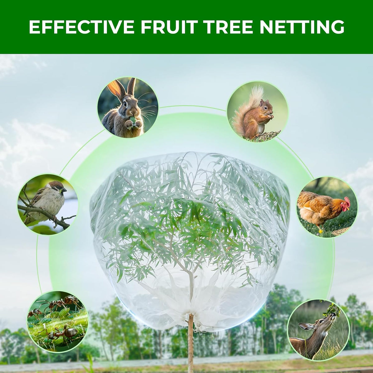 4'x6' Fruit Tree Netting with Zipper & Drawstring
