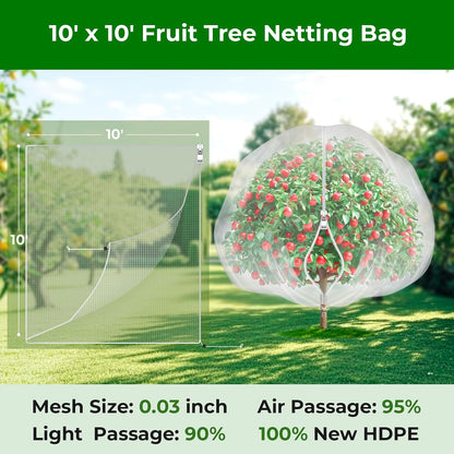 4'x6' Fruit Tree Netting with Zipper & Drawstring