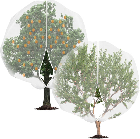 Large Fruit Tree Netting, 2 Pack 10x10Ft Garden Netting Pest Barrier Mesh Covers Bags with Zipper and Drawstring Insect Bird Cover Netting Plant Protection Covers for Vegetables Bushes