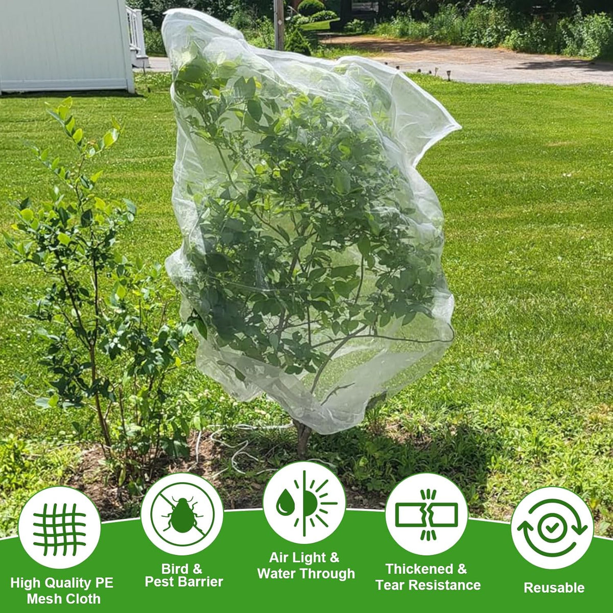 Large Fruit Tree Netting, 2 Pack 10x10Ft Garden Netting Pest Barrier Mesh Covers Bags with Zipper and Drawstring Insect Bird Cover Netting Plant Protection Covers for Vegetables Bushes