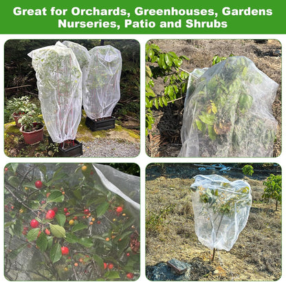 Large Fruit Tree Netting, 2 Pack 10x10Ft Garden Netting Pest Barrier Mesh Covers Bags with Zipper and Drawstring Insect Bird Cover Netting Plant Protection Covers for Vegetables Bushes