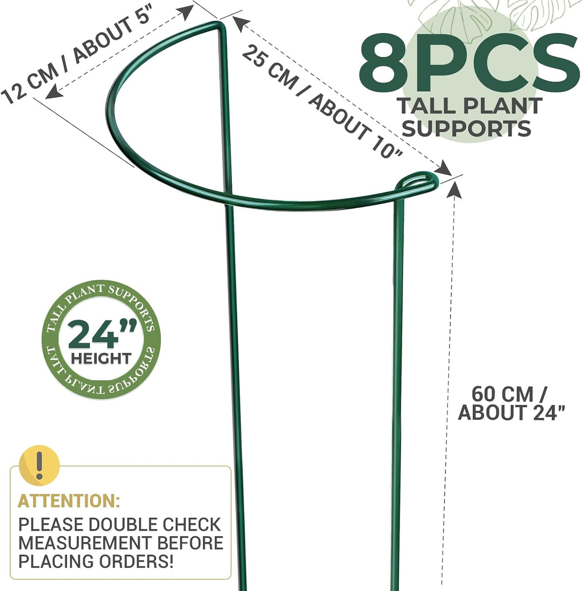 Plant Support, 8PCS Peony Cages and Supports, Plant Stakes for Indoor Plants, Outdoor Plants, Metal Garden Stakes, Plant Holders, Tomato Monstera Hydrangea Support Cage, 10" W x 15.8" H