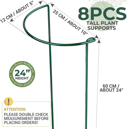 Plant Support, 8PCS Peony Cages and Supports, Plant Stakes for Indoor Plants, Outdoor Plants, Metal Garden Stakes, Plant Holders, Tomato Monstera Hydrangea Support Cage, 10" W x 15.8" H