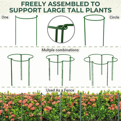 Plant Support, 8PCS Peony Cages and Supports, Plant Stakes for Indoor Plants, Outdoor Plants, Metal Garden Stakes, Plant Holders, Tomato Monstera Hydrangea Support Cage, 10" W x 15.8" H