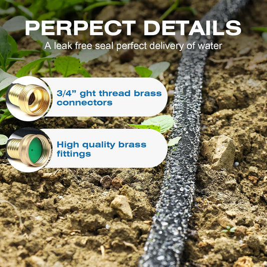 5/8" 25FT Round Soaker Hose for Garden Lawn Vegetable Tree Watering