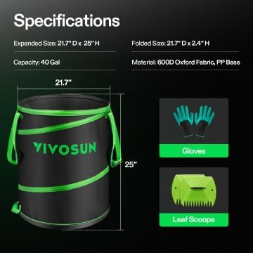 2-Pack 30-Gallon Collapsible Garden Bag, Yard Waste Containers