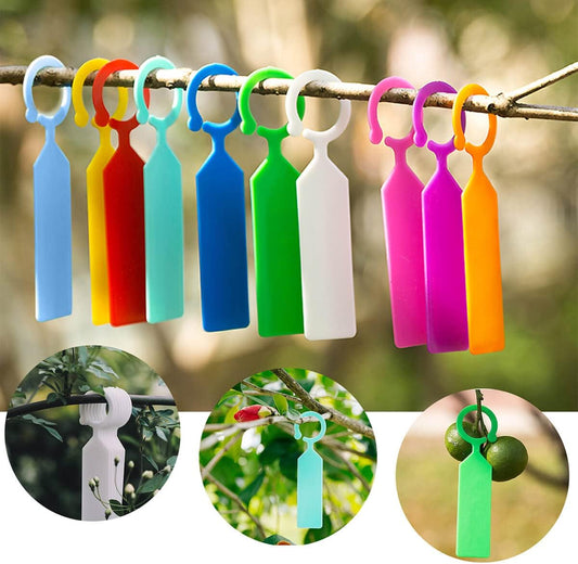 100 Pcs Thick Plastic Labels - Garden Waterproof Plant Tags - 4.3 inch Color Hanging Markers for Potted Plants, Nurseries, Trees, Gardening (White)