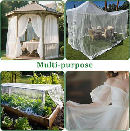 2PCS Mosquito Netting for Patio,10 x 16.5 Ft Garden Mesh Netting,Fly Insect Bird Net Barrier for Protect Vegetables Plants,Mosquito Mesh Screen for Outdoor Patios Apartment Balcony (White)