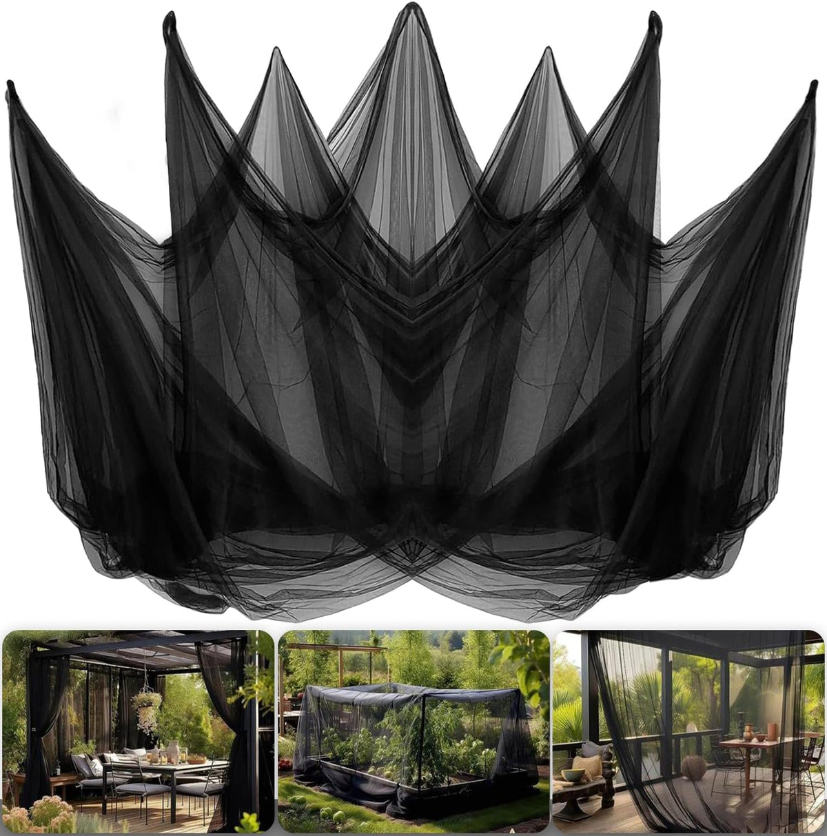 2PCS Mosquito Netting for Patio,10 x 16.5 Ft Garden Mesh Netting,Fly Insect Bird Net Barrier for Protect Vegetables Plants,Mosquito Mesh Screen for Outdoor Patios Apartment Balcony (White)