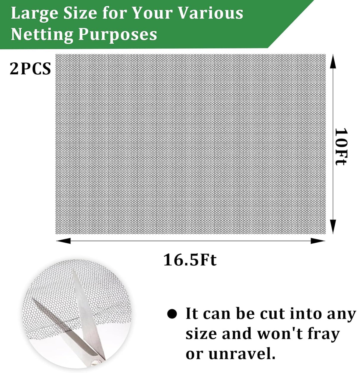2PCS Mosquito Netting for Patio,10 x 16.5 Ft Garden Mesh Netting,Fly Insect Bird Net Barrier for Protect Vegetables Plants,Mosquito Mesh Screen for Outdoor Patios Apartment Balcony (White)