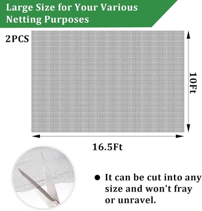 2PCS Mosquito Netting for Patio,10 x 16.5 Ft Garden Mesh Netting,Fly Insect Bird Net Barrier for Protect Vegetables Plants,Mosquito Mesh Screen for Outdoor Patios Apartment Balcony (White)