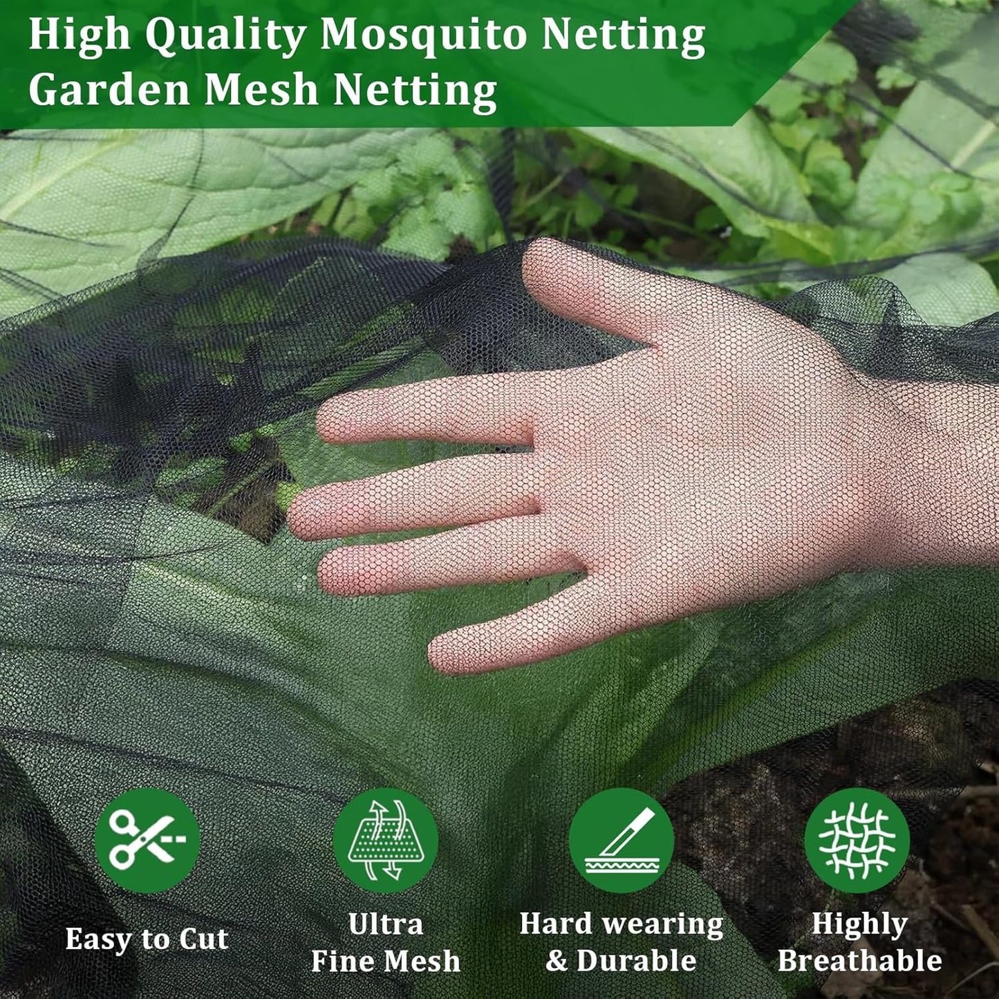 2PCS Mosquito Netting for Patio,10 x 16.5 Ft Garden Mesh Netting,Fly Insect Bird Net Barrier for Protect Vegetables Plants,Mosquito Mesh Screen for Outdoor Patios Apartment Balcony (White)