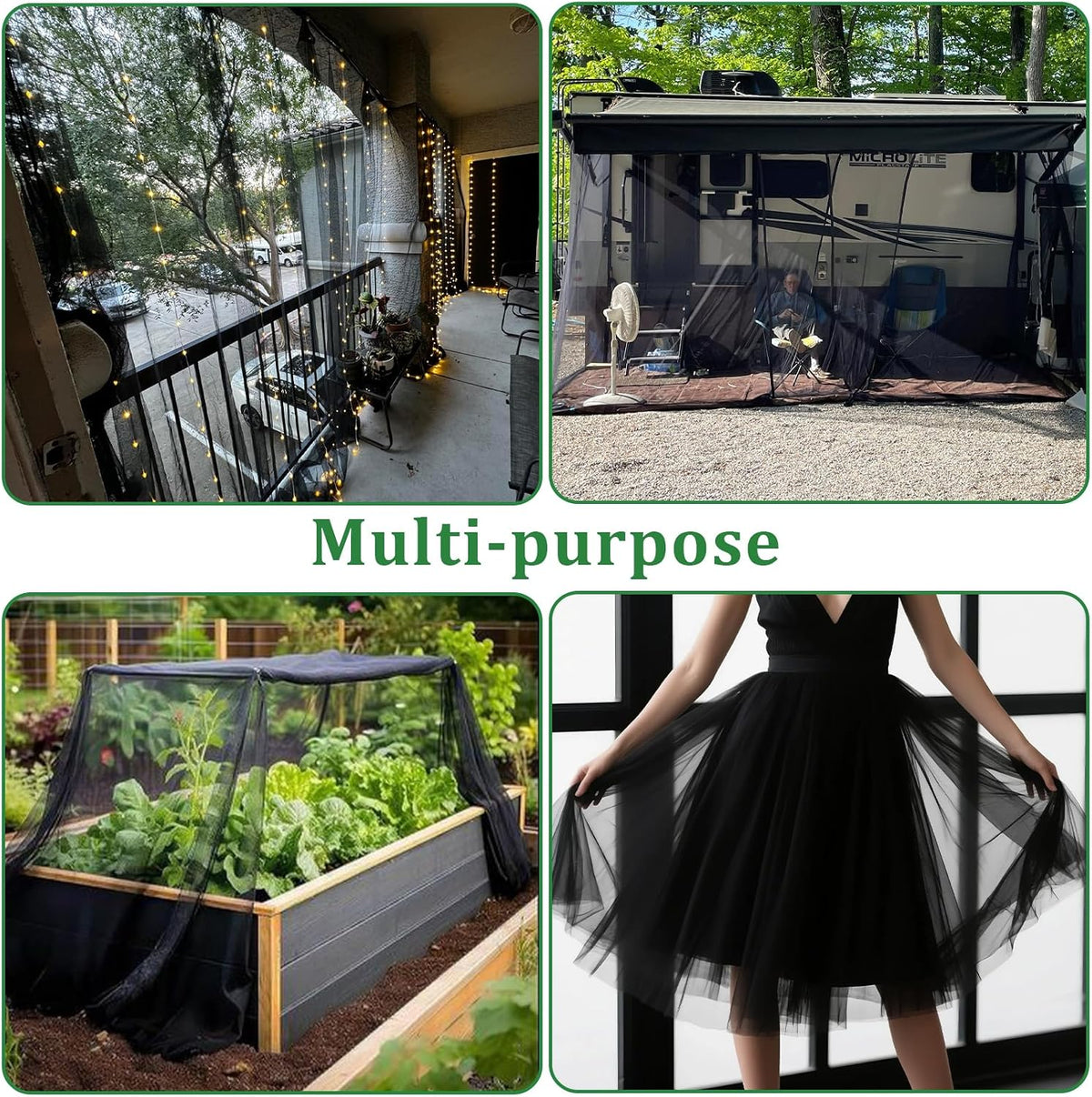 2PCS Mosquito Netting for Patio,10 x 16.5 Ft Garden Mesh Netting,Fly Insect Bird Net Barrier for Protect Vegetables Plants,Mosquito Mesh Screen for Outdoor Patios Apartment Balcony (White)