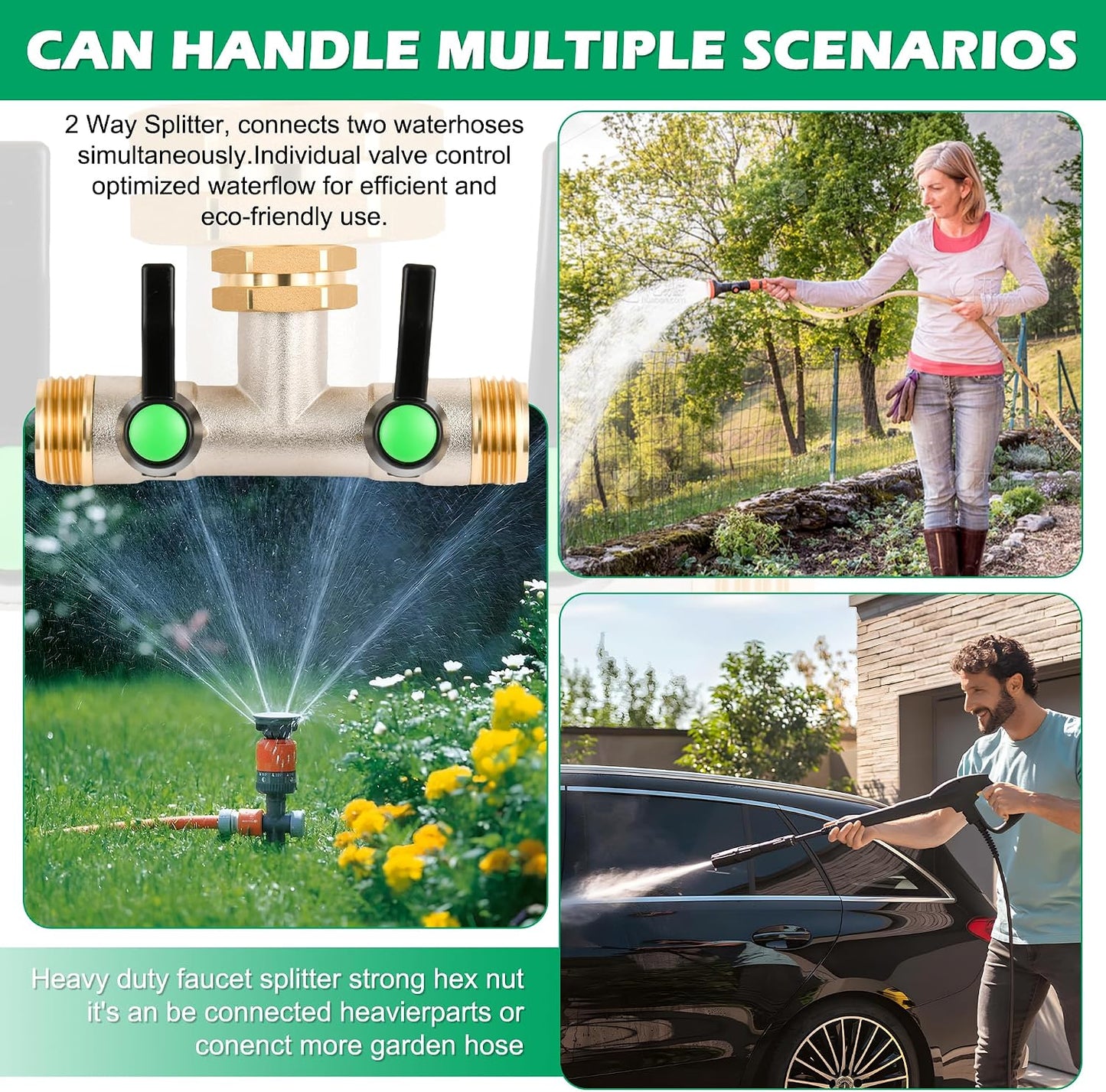2 Way Y Hose Splitter Garden Water Faucet Spigot Splitter