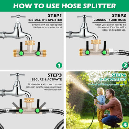 2 Way Y Hose Splitter Garden Water Faucet Spigot Splitter
