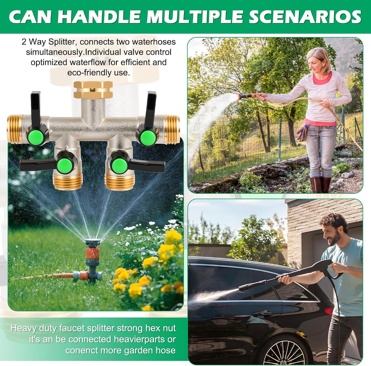 2 Way Y Hose Splitter Garden Water Faucet Spigot Splitter