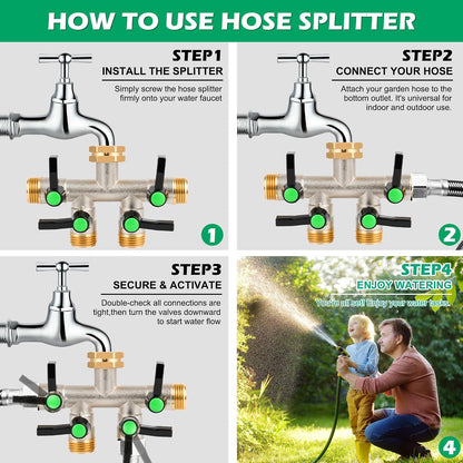 2 Way Y Hose Splitter Garden Water Faucet Spigot Splitter