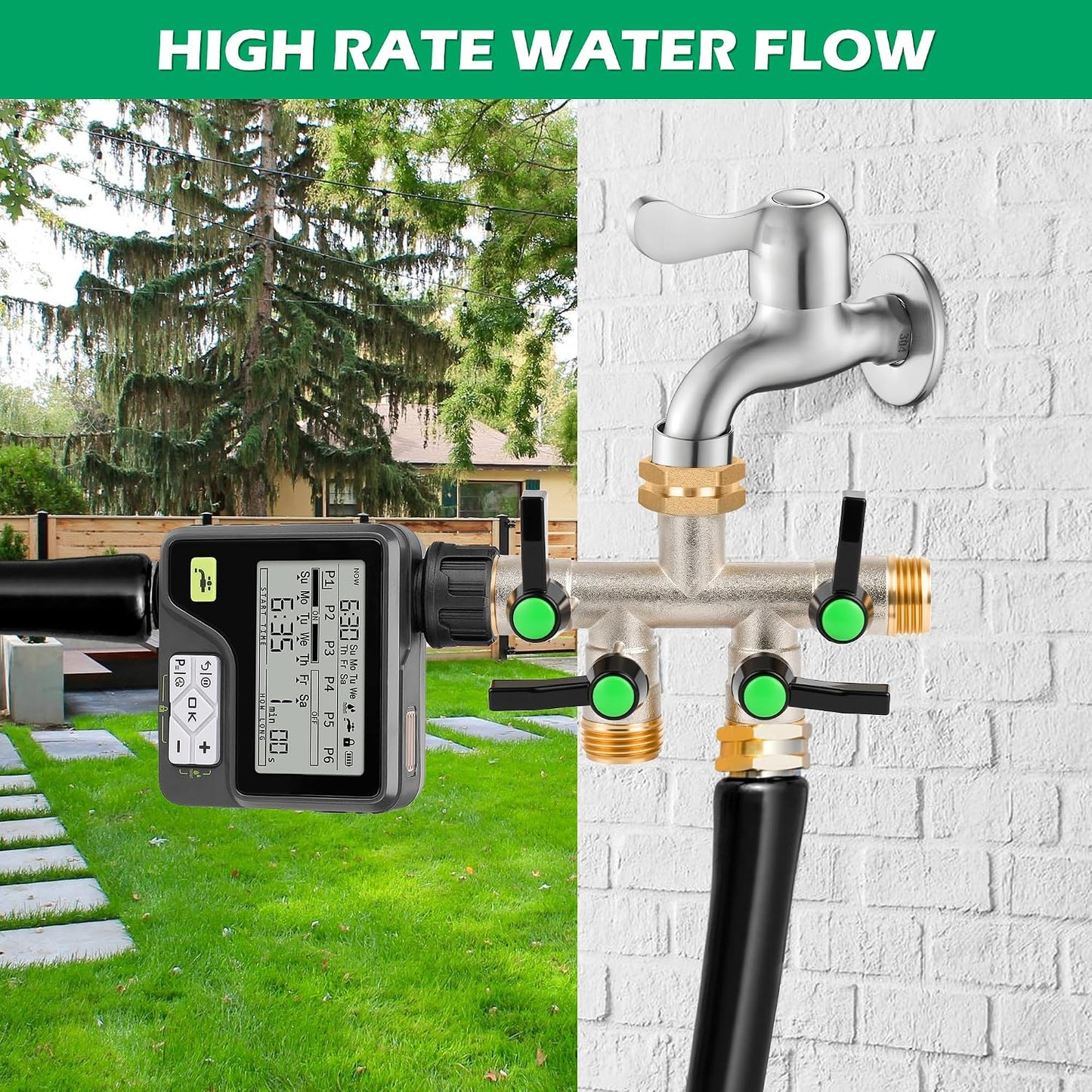 2 Way Y Hose Splitter Garden Water Faucet Spigot Splitter