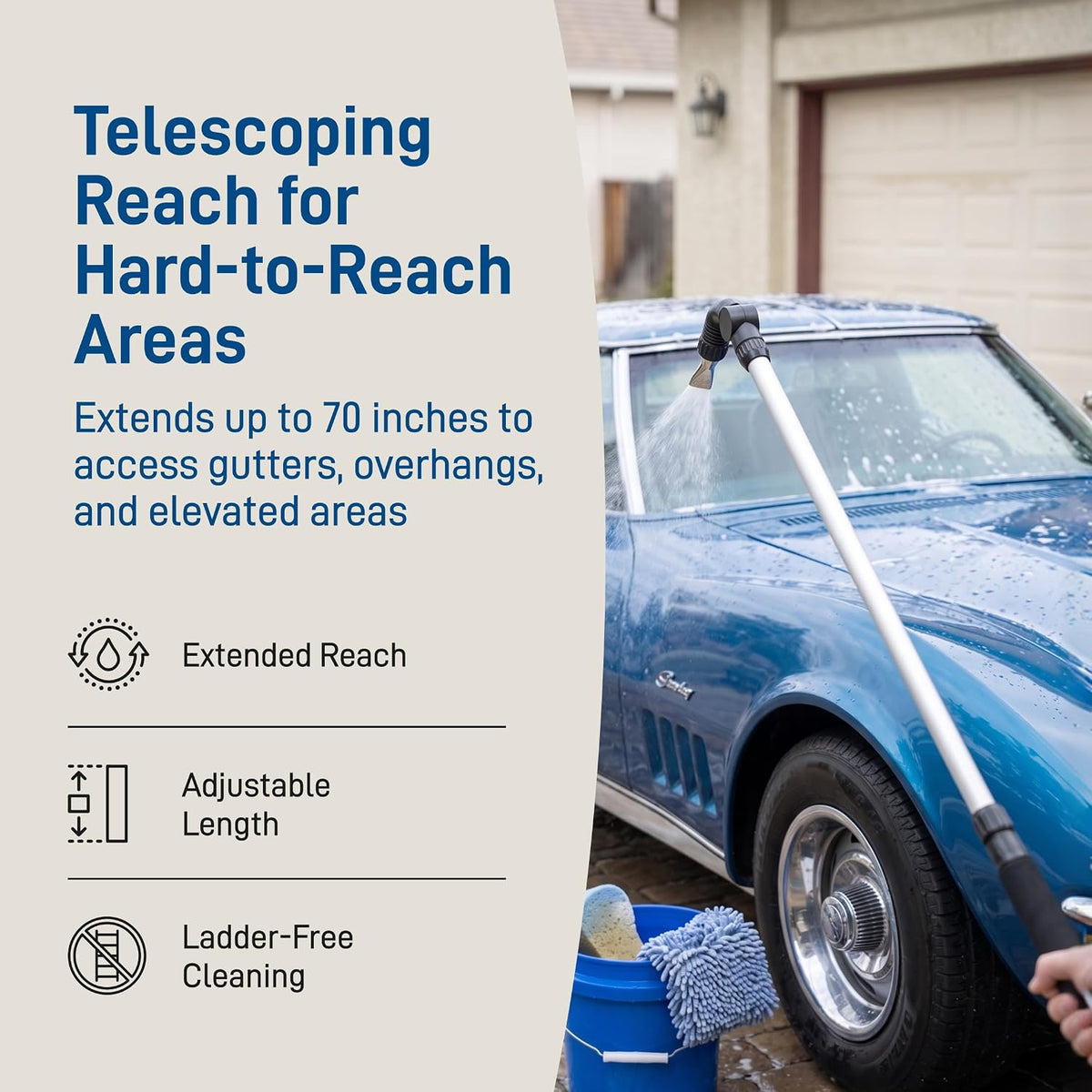 Telescoping Gutter Cleaning Wand, Silver - 58543