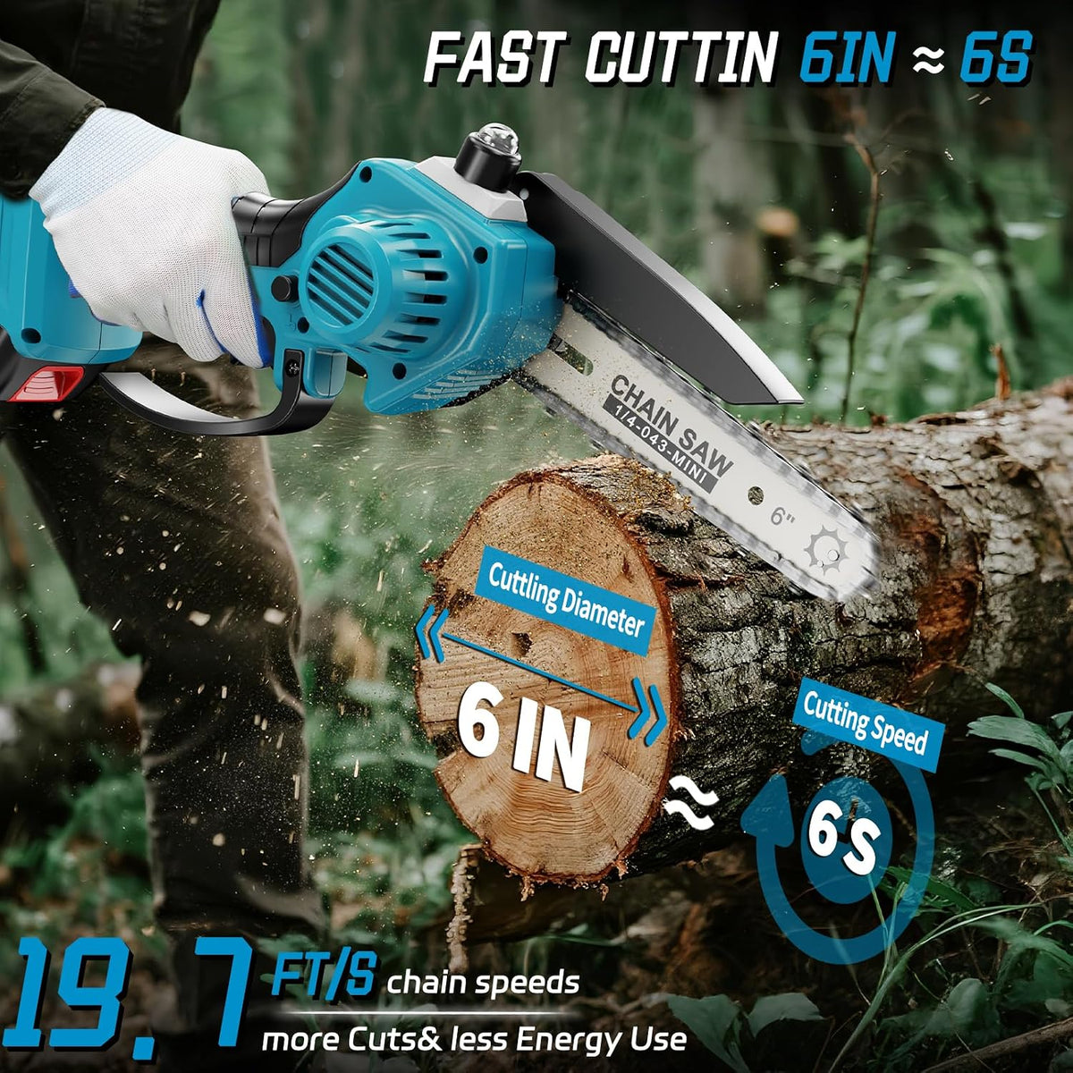 2-in-1 6 IN Electric Pole Saw & Mini Chainsaw, Cordless Battery Pole Saws for Tree Trimming, 21V Cordless Battery Chainsaw Powered with 2 Batteries, Lightweight Tree Trimming Tool for Small Branches