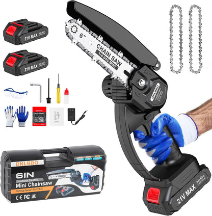 2-in-1 6 IN Electric Pole Saw & Mini Chainsaw, Cordless Battery Pole Saws for Tree Trimming, 21V Cordless Battery Chainsaw Powered with 2 Batteries, Lightweight Tree Trimming Tool for Small Branches
