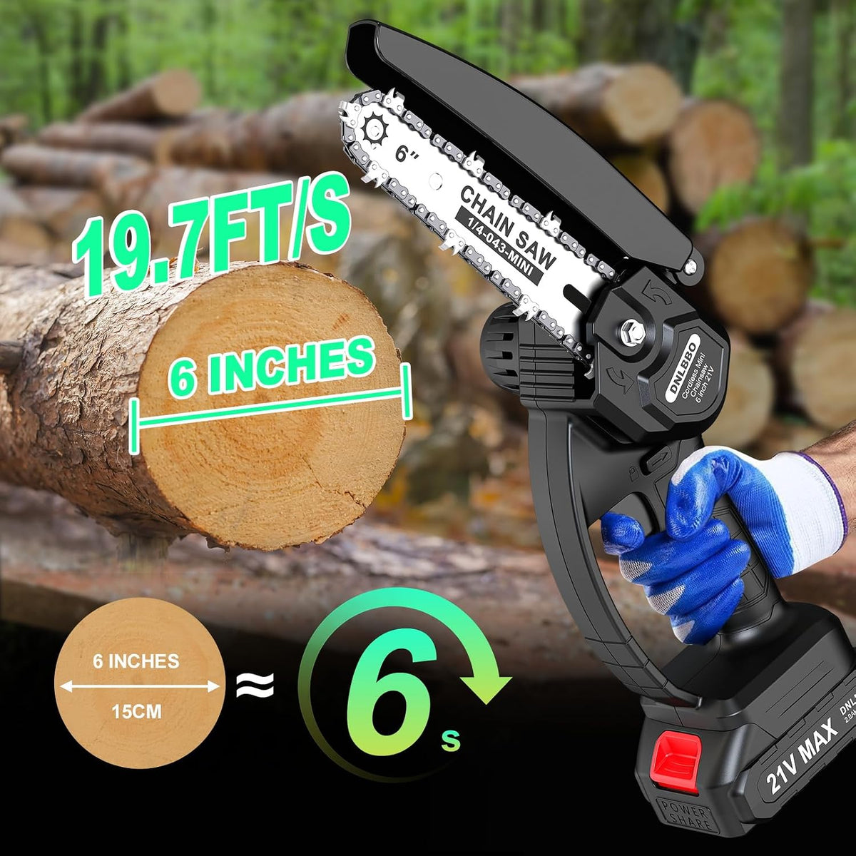 2-in-1 6 IN Electric Pole Saw & Mini Chainsaw, Cordless Battery Pole Saws for Tree Trimming, 21V Cordless Battery Chainsaw Powered with 2 Batteries, Lightweight Tree Trimming Tool for Small Branches