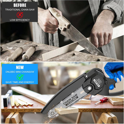2-in-1 6 IN Electric Pole Saw & Mini Chainsaw, Cordless Battery Pole Saws for Tree Trimming, 21V Cordless Battery Chainsaw Powered with 2 Batteries, Lightweight Tree Trimming Tool for Small Branches