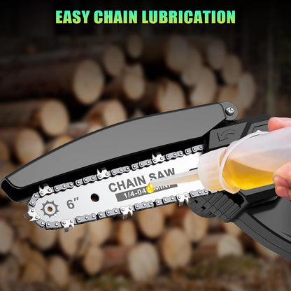 2-in-1 6 IN Electric Pole Saw & Mini Chainsaw, Cordless Battery Pole Saws for Tree Trimming, 21V Cordless Battery Chainsaw Powered with 2 Batteries, Lightweight Tree Trimming Tool for Small Branches