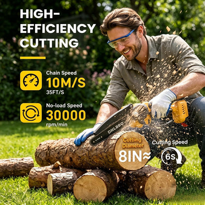 2-in-1 6 IN Electric Pole Saw & Mini Chainsaw, Cordless Battery Pole Saws for Tree Trimming, 21V Cordless Battery Chainsaw Powered with 2 Batteries, Lightweight Tree Trimming Tool for Small Branches