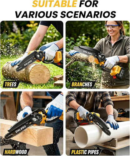 2-in-1 6 IN Electric Pole Saw & Mini Chainsaw, Cordless Battery Pole Saws for Tree Trimming, 21V Cordless Battery Chainsaw Powered with 2 Batteries, Lightweight Tree Trimming Tool for Small Branches