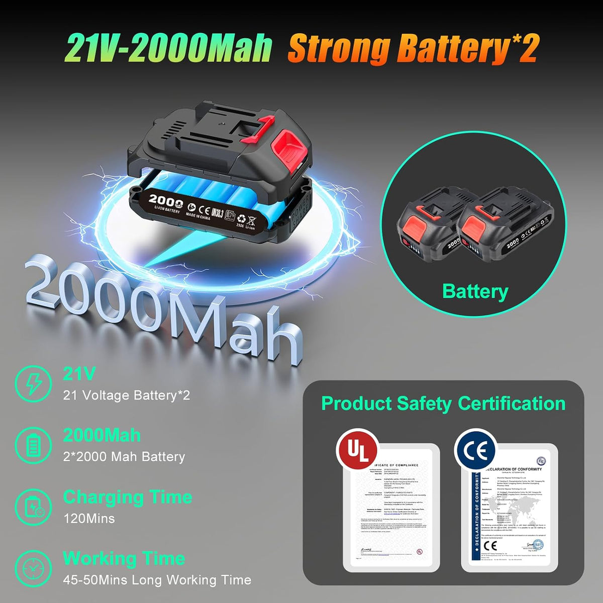 2-in-1 6 IN Electric Pole Saw & Mini Chainsaw, Cordless Battery Pole Saws for Tree Trimming, 21V Cordless Battery Chainsaw Powered with 2 Batteries, Lightweight Tree Trimming Tool for Small Branches