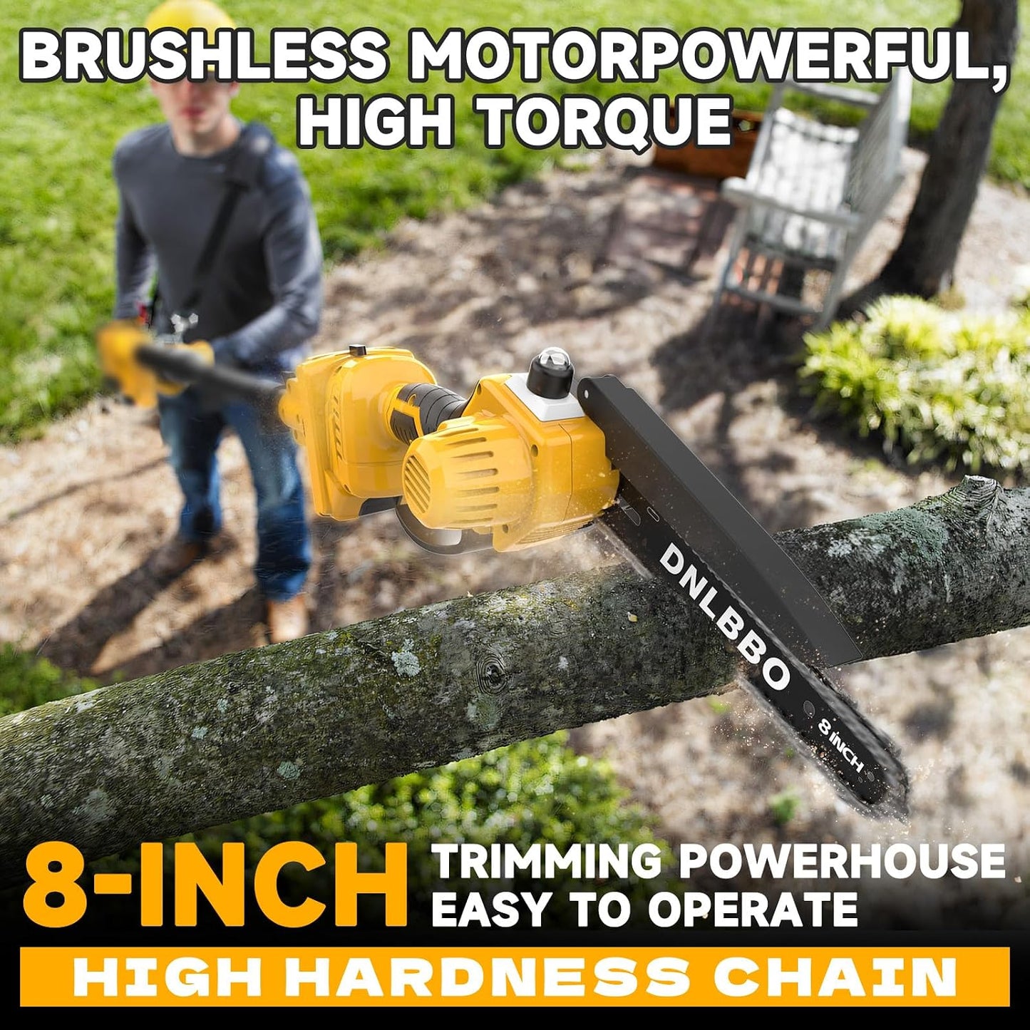 2-in-1 6 IN Electric Pole Saw & Mini Chainsaw, Cordless Battery Pole Saws for Tree Trimming, 21V Cordless Battery Chainsaw Powered with 2 Batteries, Lightweight Tree Trimming Tool for Small Branches
