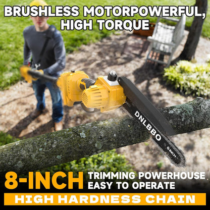 2-in-1 6 IN Electric Pole Saw & Mini Chainsaw, Cordless Battery Pole Saws for Tree Trimming, 21V Cordless Battery Chainsaw Powered with 2 Batteries, Lightweight Tree Trimming Tool for Small Branches