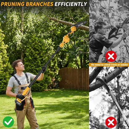 2-in-1 6 IN Electric Pole Saw & Mini Chainsaw, Cordless Battery Pole Saws for Tree Trimming, 21V Cordless Battery Chainsaw Powered with 2 Batteries, Lightweight Tree Trimming Tool for Small Branches